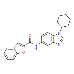 ChemSpider 2D Image | N-(1-Cyclohexyl-1H-benzimidazol-5-yl)-1-benzofuran-2-carboxamide | C22H21N3O2