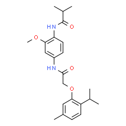 ChemSpider 2D Image | N-(4-{[(2-Isopropyl-5-methylphenoxy)acetyl]amino}-2-methoxyphenyl)-2-methylpropanamide | C23H30N2O4