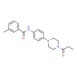 ChemSpider 2D Image | 3-Methyl-N-[4-(4-propionyl-1-piperazinyl)phenyl]benzamide | C21H25N3O2