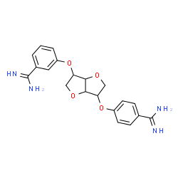 ChemSpider 2D Image | 1,4:3,6-Dianhydro-2-O-(3-carbamimidoylphenyl)-5-O-(4-carbamimidoylphenyl)hexitol | C20H22N4O4