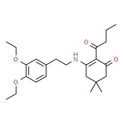 ChemSpider 2D Image | 2-Butyryl-3-{[2-(3,4-diethoxyphenyl)ethyl]amino}-5,5-dimethyl-2-cyclohexen-1-one | C24H35NO4