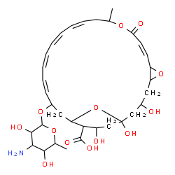 ChemSpider 2D Image | (8Z,14Z,16Z,18Z,20Z)-22-[(3-amino-3,6-dideoxyhexopyranosyl)oxy]-1,3,26-trihydroxy-12-methyl-10-oxo-6,11,28-trioxatricyclo[22.3.1.0~5,7~]octacosa-8,14,16,18,20-pentaene-25-carboxylic acid | C33H47NO13