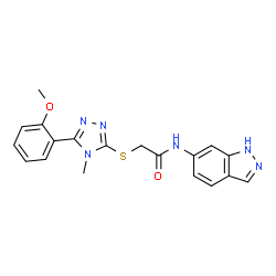 ChemSpider 2D Image | N-(1H-Indazol-6-yl)-2-{[5-(2-methoxyphenyl)-4-methyl-4H-1,2,4-triazol-3-yl]sulfanyl}acetamide | C19H18N6O2S