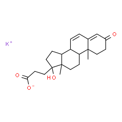 ChemSpider 2D Image | Potassium 3-(17-hydroxy-10,13-dimethyl-3-oxo-2,3,8,9,10,11,12,13,14,15,16,17-dodecahydro-1H-cyclopenta[a]phenanthren-17-yl)propanoate | C22H29KO4