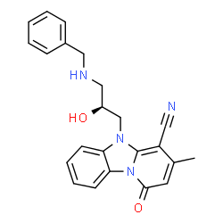 ChemSpider 2D Image | 5-[(2S)-3-(Benzylamino)-2-hydroxypropyl]-3-methyl-1-oxo-1,5-dihydropyrido[1,2-a]benzimidazole-4-carbonitrile | C23H22N4O2
