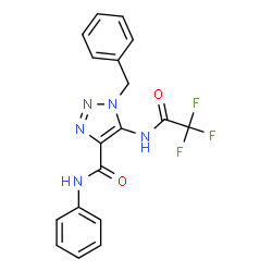ChemSpider 2D Image | 1-Benzyl-N-phenyl-5-[(trifluoroacetyl)amino]-1H-1,2,3-triazole-4-carboxamide | C18H14F3N5O2