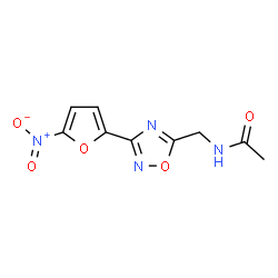 ChemSpider 2D Image | N-{[3-(5-Nitro-2-furyl)-1,2,4-oxadiazol-5-yl]methyl}acetamide | C9H8N4O5