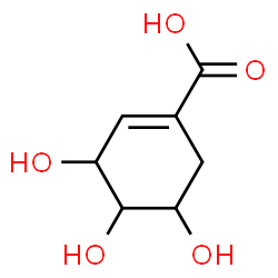 ChemSpider 2D Image | 3,4,5-Trihydroxy-1-cyclohexenecarboxylic acid | C7H10O5