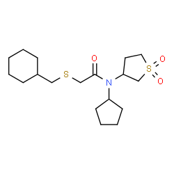 ChemSpider 2D Image | 2-[(Cyclohexylmethyl)sulfanyl]-N-cyclopentyl-N-(1,1-dioxidotetrahydro-3-thiophenyl)acetamide | C18H31NO3S2