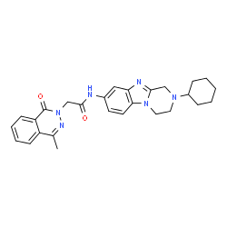 ChemSpider 2D Image | N-(2-Cyclohexyl-1,2,3,4-tetrahydropyrazino[1,2-a]benzimidazol-8-yl)-2-(4-methyl-1-oxo-2(1H)-phthalazinyl)acetamide | C27H30N6O2