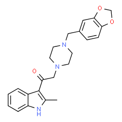 ChemSpider 2D Image | 2-[4-(1,3-Benzodioxol-5-ylmethyl)-1-piperazinyl]-1-(2-methyl-1H-indol-3-yl)ethanone | C23H25N3O3
