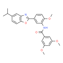 ChemSpider 2D Image | N-[5-(5-Isopropyl-1,3-benzoxazol-2-yl)-2-methoxyphenyl]-3,5-dimethoxybenzamide | C26H26N2O5