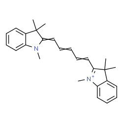 ChemSpider 2D Image | 3H-Indolium, 2-(5-(1,3-dihydro-1,3,3-trimethyl-2H-indol-2-ylidene)-1,3-pentadienyl)-1,3,3-trimethyl- | C27H31N2