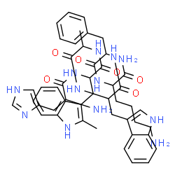 ChemSpider 2D Image | Histidyl-2-methyltryptophylalanyltryptophylphenylalanyllysinamide | C47H58N12O6