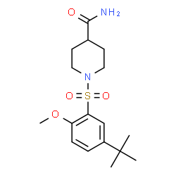ChemSpider 2D Image | 1-[(5-tert-Butyl-2-methoxyphenyl)sulfonyl]piperidine-4-carboxamide | C17H26N2O4S