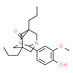 ChemSpider 2D Image | 2-(4-Hydroxy-3-methoxyphenyl)-5,7-dipropyl-1,3-diazatricyclo[3.3.1.1~3,7~]decan-6-one | C21H30N2O3