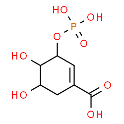 ChemSpider 2D Image | 4,5-Dihydroxy-3-(phosphonooxy)-1-cyclohexene-1-carboxylic acid | C7H11O8P