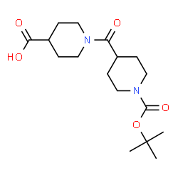 ChemSpider 2D Image | 1-[(1-{[(2-Methyl-2-propanyl)oxy]carbonyl}-4-piperidinyl)carbonyl]-4-piperidinecarboxylic acid | C17H28N2O5