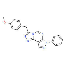 ChemSpider 2D Image | 3-(4-Methoxybenzyl)-7-phenyl-7H-pyrazolo[4,3-e][1,2,4]triazolo[4,3-c]pyrimidine | C20H16N6O