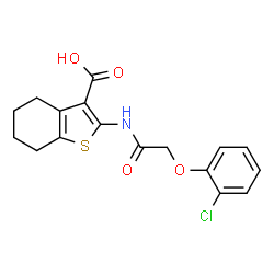 ChemSpider 2D Image | 2-{[(2-Chlorophenoxy)acetyl]amino}-4,5,6,7-tetrahydro-1-benzothiophene-3-carboxylic acid | C17H16ClNO4S