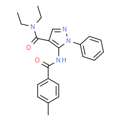 ChemSpider 2D Image | N,N-Diethyl-5-[(4-methylbenzoyl)amino]-1-phenyl-1H-pyrazole-4-carboxamide | C22H24N4O2