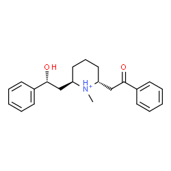 ChemSpider 2D Image | (2R,6R)-2-[(2R)-2-Hydroxy-2-phenylethyl]-1-methyl-6-(2-oxo-2-phenylethyl)piperidinium | C22H28NO2