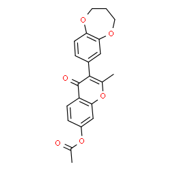 ChemSpider 2D Image | 3-(3,4-Dihydro-2H-1,5-benzodioxepin-7-yl)-2-methyl-4-oxo-4H-chromen-7-yl acetate | C21H18O6
