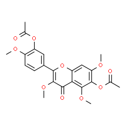 ChemSpider 2D Image | 5-(6-acetyloxy-3,5,7-trimethoxy-4-oxochromen-2-yl)-2-methoxyphenyl acetate | C23H22O10