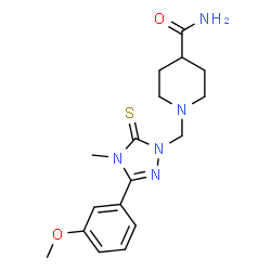 ChemSpider 2D Image | 1-{[3-(3-Methoxyphenyl)-4-methyl-5-thioxo-4,5-dihydro-1H-1,2,4-triazol-1-yl]methyl}-4-piperidinecarboxamide | C17H23N5O2S