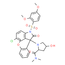 ChemSpider 2D Image | 1-{5-Chloro-1-[(2,4-dimethoxyphenyl)sulfonyl]-3-(2-methoxyphenyl)-2-oxo-2,3-dihydro-1H-indol-3-yl}-4-hydroxy-N,N-dimethylprolinamide | C30H32ClN3O8S