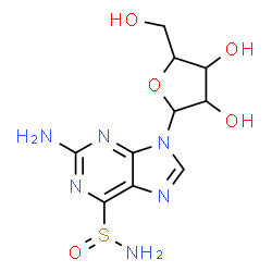 ChemSpider 2D Image | 2-Amino-9-pentofuranosyl-9H-purine-6-sulfinamide | C10H14N6O5S