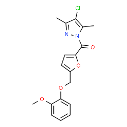ChemSpider 2D Image | (4-Chloro-3,5-dimethyl-1H-pyrazol-1-yl){5-[(2-methoxyphenoxy)methyl]-2-furyl}methanone | C18H17ClN2O4