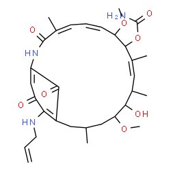 ChemSpider 2D Image | (4Z,6Z,10Z)-19-(Allylamino)-13-hydroxy-8,14-dimethoxy-4,10,12,16-tetramethyl-3,20,22-trioxo-2-azabicyclo[16.3.1]docosa-1(21),4,6,10,18-pentaen-9-ylcarbamat | C31H43N3O8
