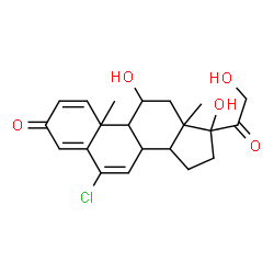 ChemSpider 2D Image | 6-Chloro-11,17,21-trihydroxypregna-1,4,6-triene-3,20-dione | C21H25ClO5