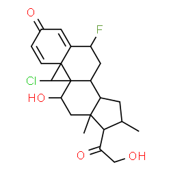 ChemSpider 2D Image | 9-Chloro-6-fluoro-11,21-dihydroxy-16-methylpregna-1,4-diene-3,20-dione | C22H28ClFO4