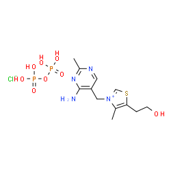 ChemSpider 2D Image | 3-[(4-Amino-2-methyl-5-pyrimidinyl)methyl]-5-(2-hydroxyethyl)-4-methyl-1,3-thiazol-3-ium chloride diphosphoric acid (1:1:1) | C12H21ClN4O8P2S