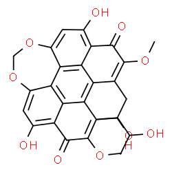 ChemSpider 2D Image | 5,12-Dihydroxy-8,9-bis(2-hydroxypropyl)-7,10-dimethoxyperylo[1,12-def][1,3]dioxepine-6,11-dione | C29H26O10