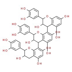 ChemSpider 2D Image | 2,2',2''-Tris(3,4-dihydroxyphenyl)-3,3',3'',4,4',4''-hexahydro-2H,2'H,2''H-4,8':4',8''-terchromene-3,3',3'',5,5',5'',7,7',7''-nonol | C45H38O18
