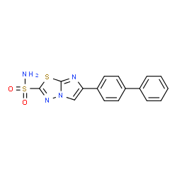 ChemSpider 2D Image | 6-(4-Biphenylyl)imidazo[2,1-b][1,3,4]thiadiazole-2-sulfonamide | C16H12N4O2S2