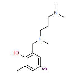 ChemSpider 2D Image | 2-({[3-(Dimethylamino)propyl](methyl)amino}methyl)-4-(~123~I)iodo-6-methylphenol | C14H23123IN2O