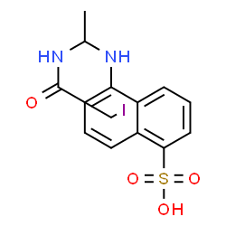 ChemSpider 2D Image | 5-({1-[(Iodoacetyl)amino]ethyl}amino)-1-naphthalenesulfonic acid | C14H15IN2O4S
