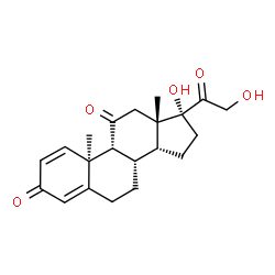 ChemSpider 2D Image | (9beta,10alpha,14beta)-17,21-Dihydroxypregna-1,4-diene-3,11,20-trione | C21H26O5