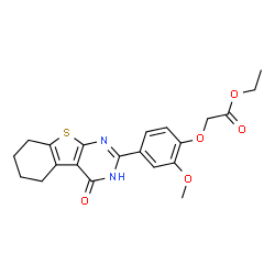 ChemSpider 2D Image | Ethyl [2-methoxy-4-(4-oxo-3,4,5,6,7,8-hexahydro[1]benzothieno[2,3-d]pyrimidin-2-yl)phenoxy]acetate | C21H22N2O5S