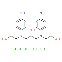 ChemSpider 2D Image | 2,2'-[(2-Hydroxypropane-1,3-diyl)bis[(4-aminophenyl)iminodiyl)]bis(ethan-1-ol) tetrahydrochloride | C19H32Cl4N4O3
