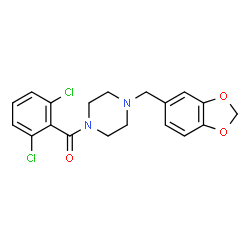 ChemSpider 2D Image | [4-(1,3-Benzodioxol-5-ylmethyl)-1-piperazinyl](2,6-dichlorophenyl)methanone | C19H18Cl2N2O3