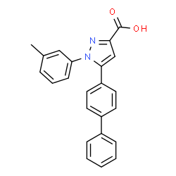 ChemSpider 2D Image | 5-(4-Biphenylyl)-1-(3-methylphenyl)-1H-pyrazole-3-carboxylic acid | C23H18N2O2
