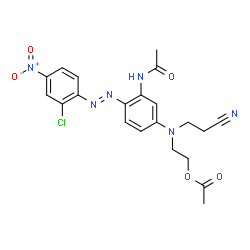 ChemSpider 2D Image | 2-[{3-Acetamido-4-[(E)-(2-chloro-4-nitrophenyl)diazenyl]phenyl}(2-cyanoethyl)amino]ethyl acetate | C21H21ClN6O5