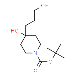 ChemSpider 2D Image | tert-Butyl-4-hydroxy-4-(3-hydroxypropyl)piperidin-1-carboxylat | C13H25NO4