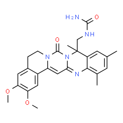 ChemSpider 2D Image | 1-{2-[(2Z)-2-(Mesitylimino)-9,10-dimethoxy-4-oxo-6,7-dihydro-2H-pyrimido[6,1-a]isoquinolin-3(4H)-yl]ethyl}urea | C26H31N5O4