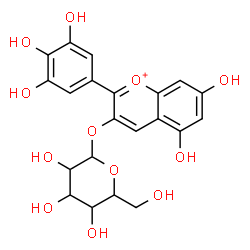 ChemSpider 2D Image | 5,7-Dihydroxy-2-(3,4,5-trihydroxyphenyl)-3-chromeniumyl hexopyranoside | C21H21O12